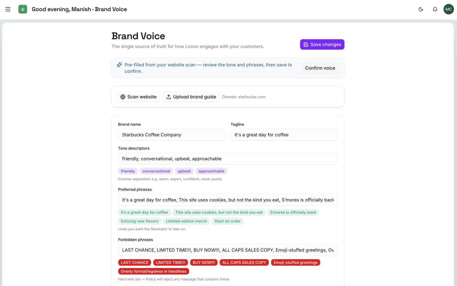 Loovo recommendations and setup